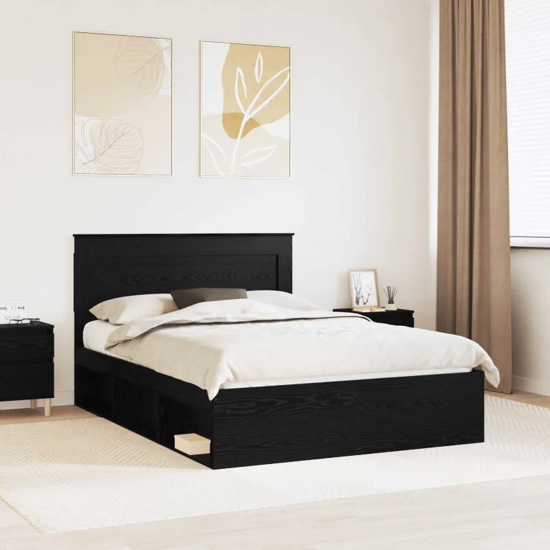 Lovos rėmas Juoda 140 x 190 cm Kietos pušies mediena