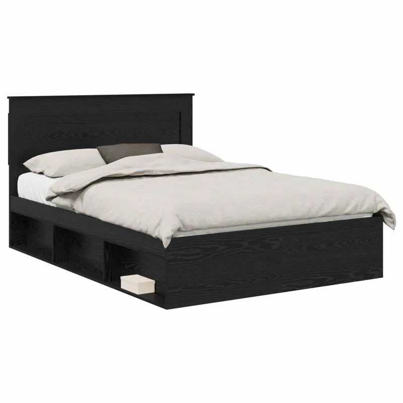 Lovos rėmas Juoda 140 x 190 cm Kietos pušies mediena