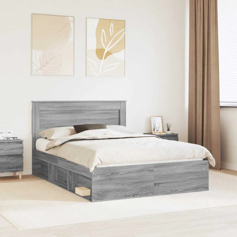 Lovos rėmas Pilkas Sonoma 140 x 200 cm Kietos pušies mediena