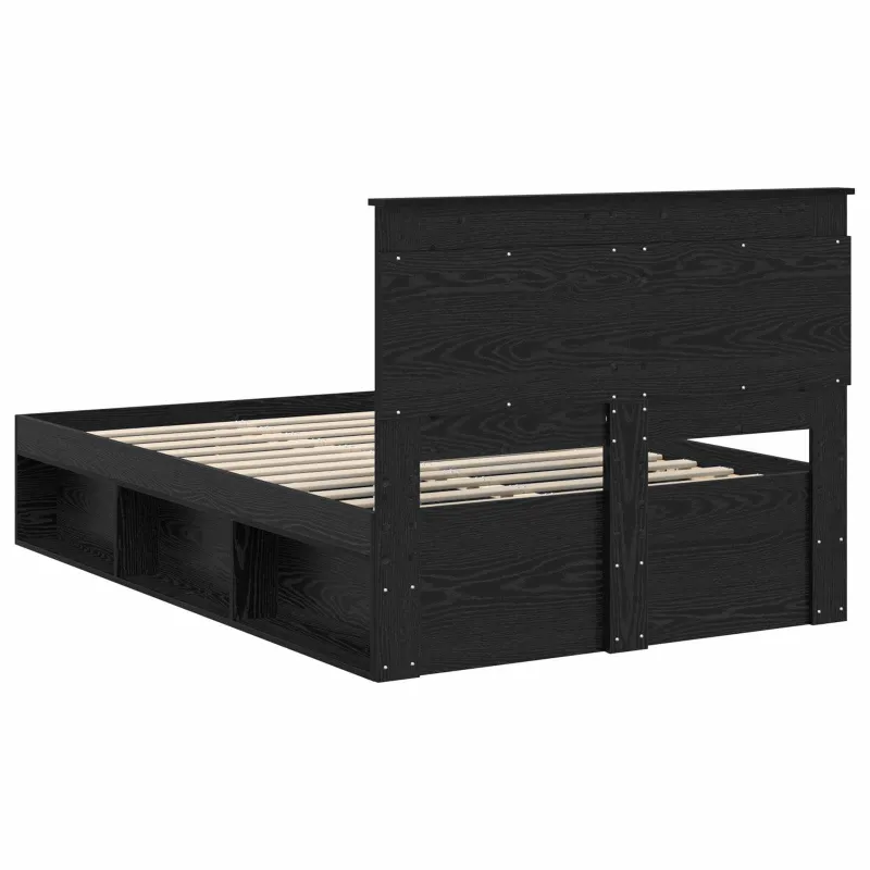 Lovos rėmas su stalčių Juoda 135 x 190 cm Kietos pušies mediena