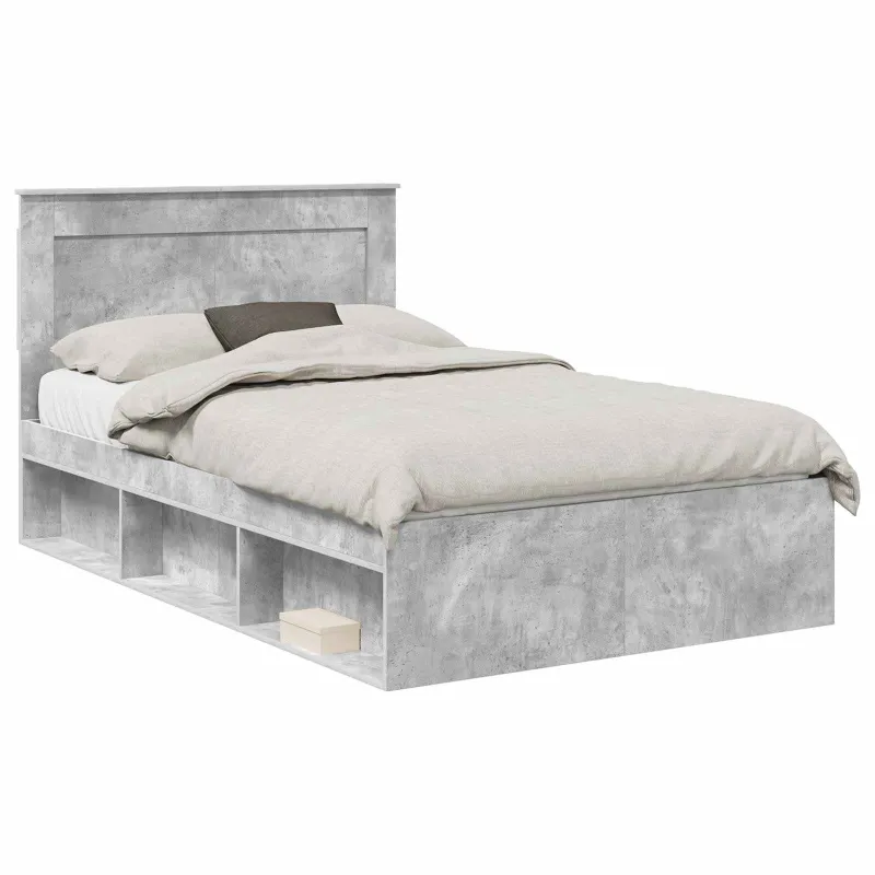 Lovos rėmas Betono pilka 135 x 190 cm Kietos pušies mediena