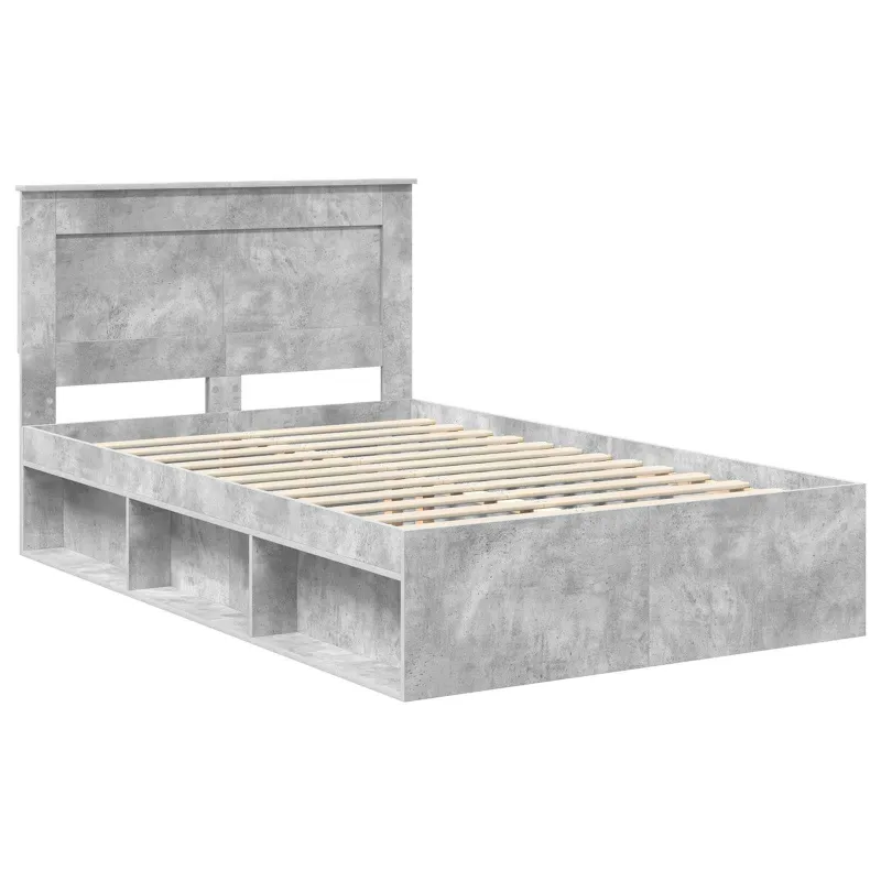 Lovos rėmas Betono pilka 135 x 190 cm Kietos pušies mediena