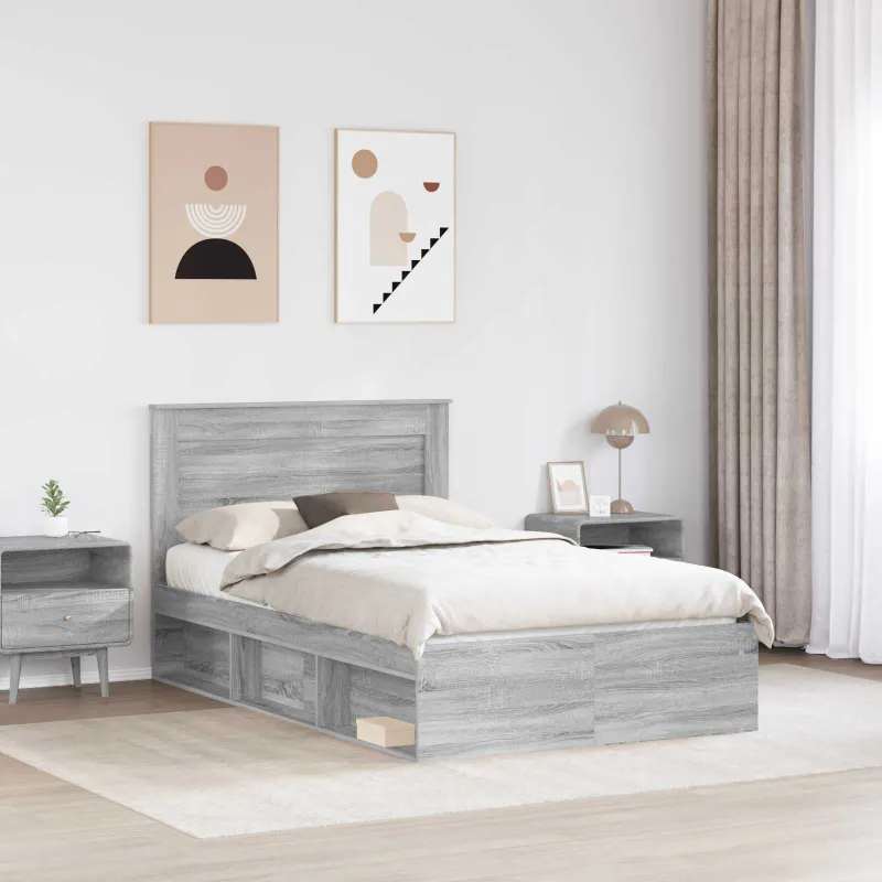 Lovos rėmas Pilkas Sonoma 135 x 190 cm Kietos pušies mediena