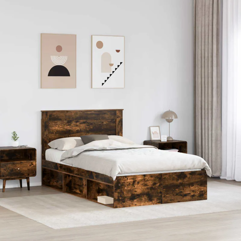 Lovos rėmas Rūkyta ąžuolas 120 x 190 cm Kietos pušies mediena