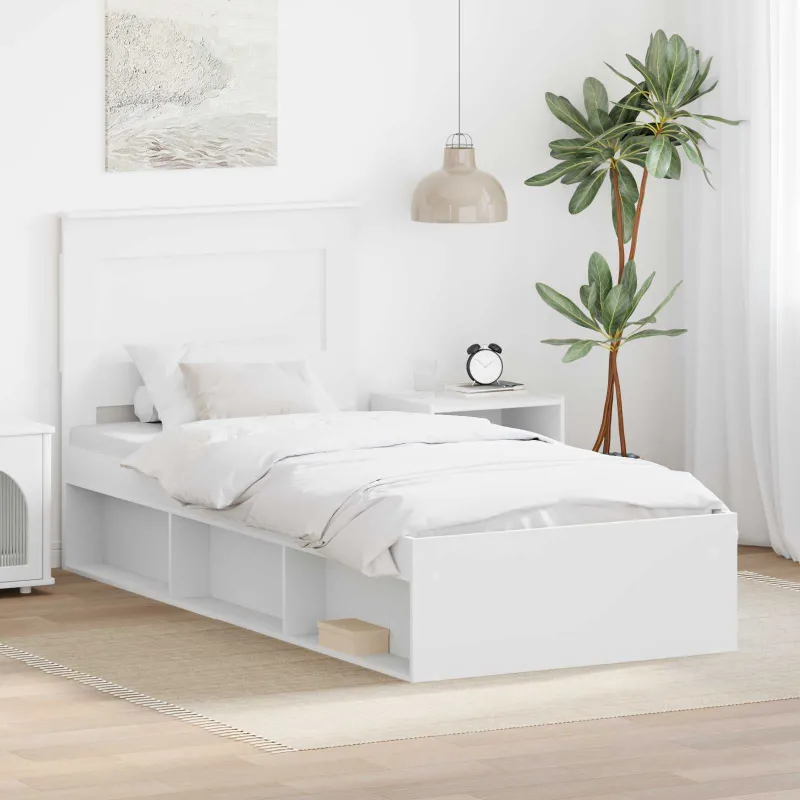 Lovos rėmas Balta 75 x 190 cm Kietos pušies mediena