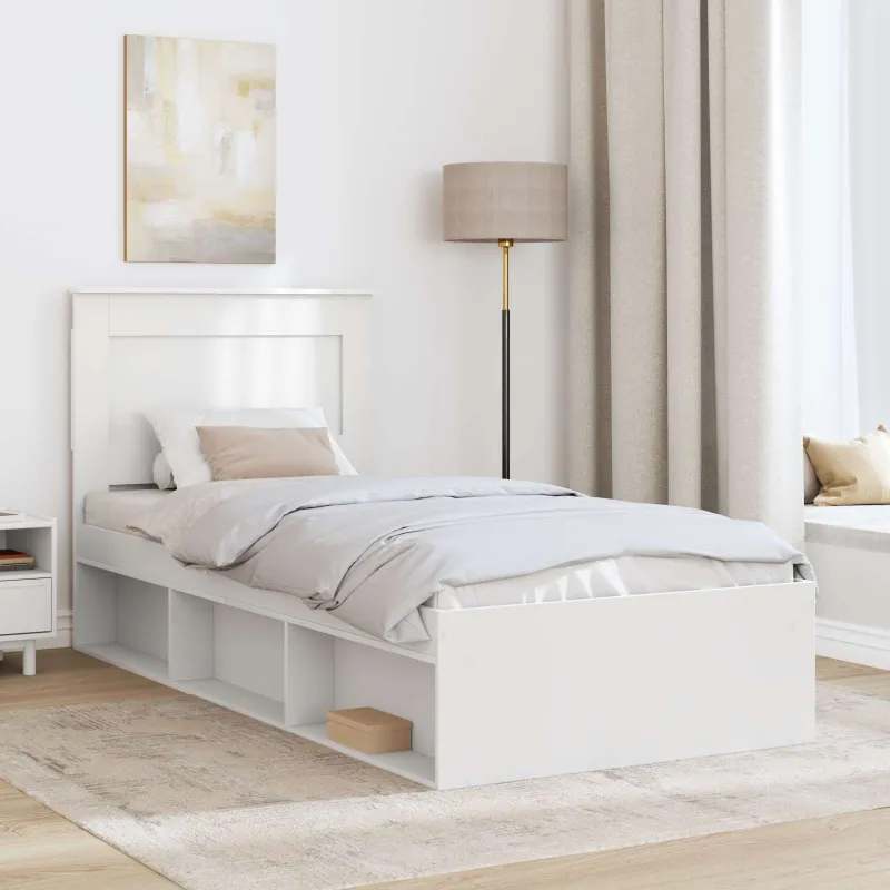 Lovos rėmas Balta 75 x 190 cm Kietos pušies mediena