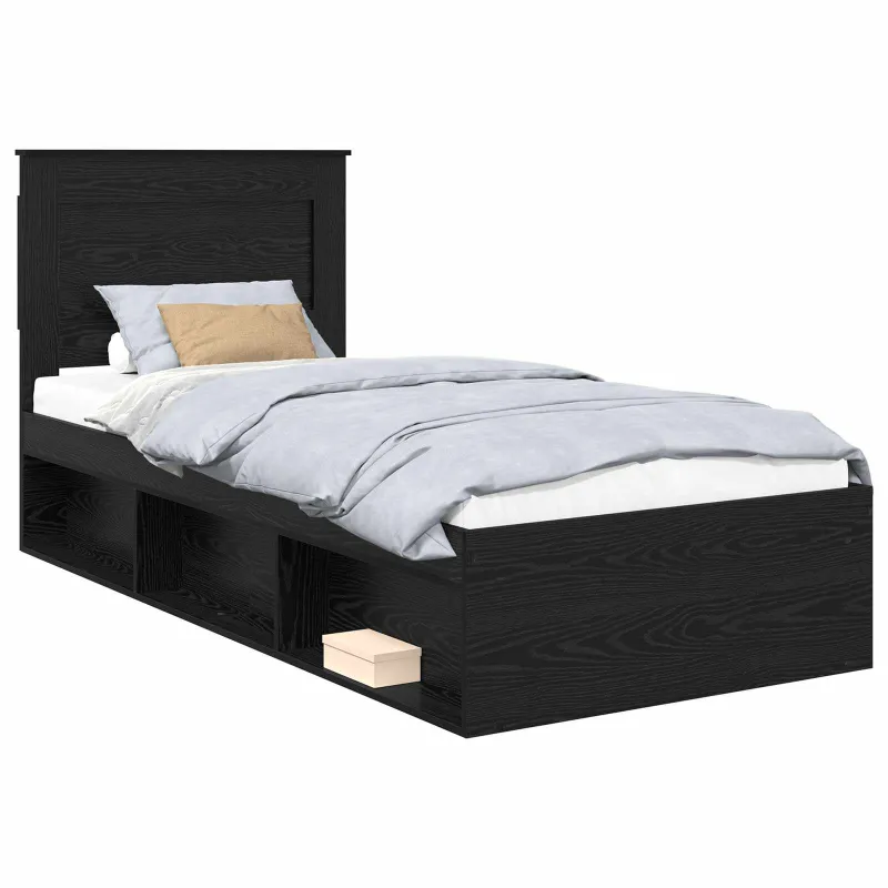 Lovos rėmas Juoda 75 x 190 cm Kietos pušies mediena