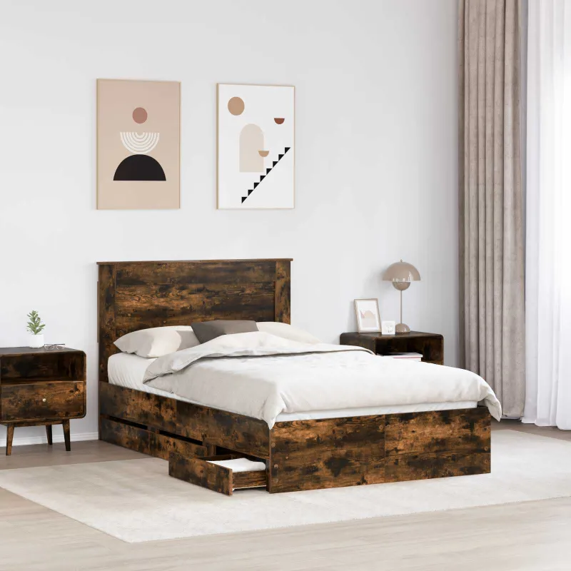 Lovos rėmas Rūkyta ąžuolas 135 x 190 cm Inžinerinė mediena