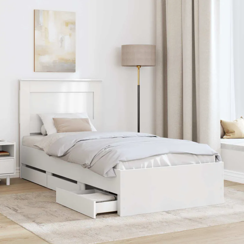 Lovos rėmas su stalčių Balta 75 x 190 cm Inžinerinė mediena