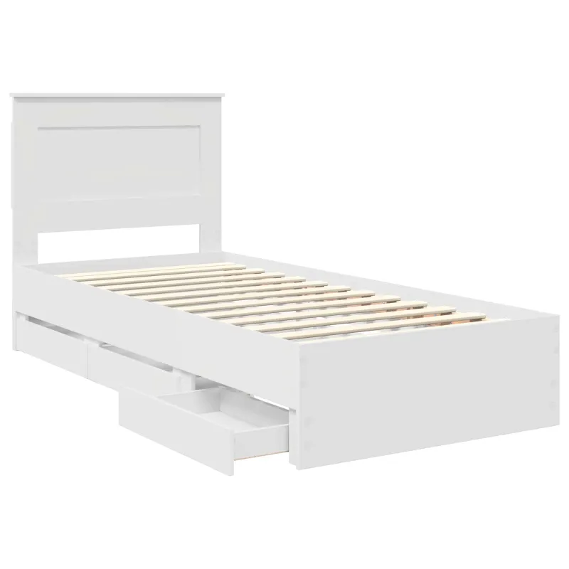 Lovos rėmas su stalčių Balta 75 x 190 cm Inžinerinė mediena