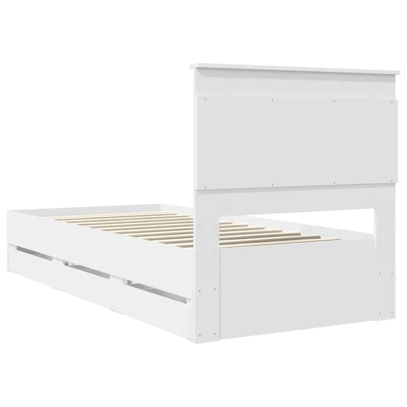Lovos rėmas su stalčių Balta 75 x 190 cm Inžinerinė mediena