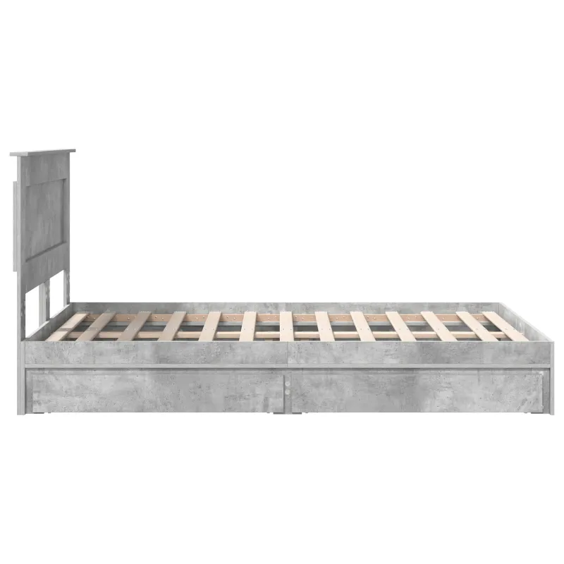 Saugos lova Betono pilka 135 x 190 cm Apdirbta mediena