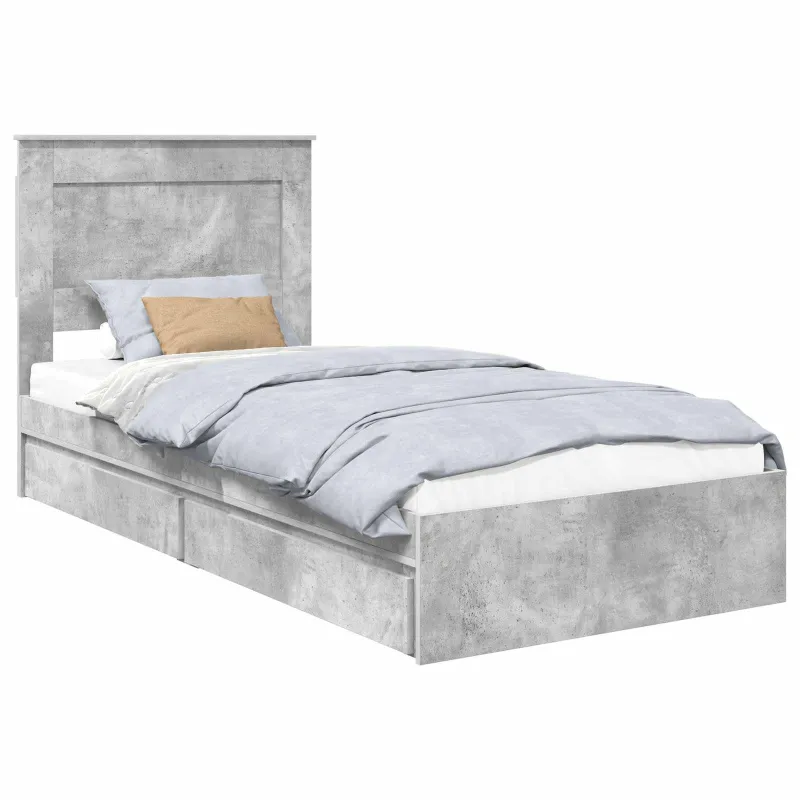 Saugos lova Betono pilka 75 x 190 cm Apdirbta mediena