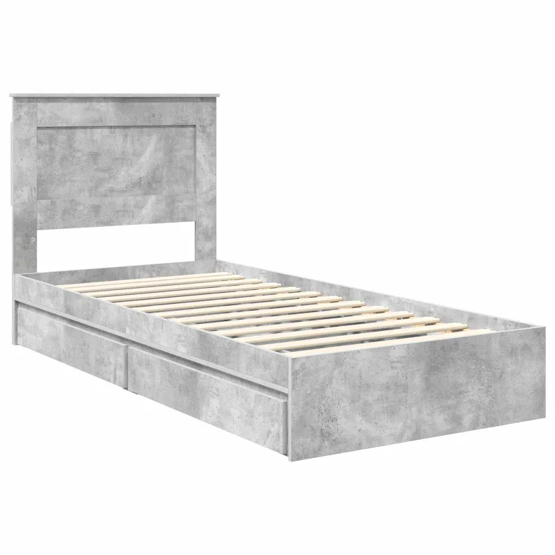 Saugos lova Betono pilka 75 x 190 cm Apdirbta mediena