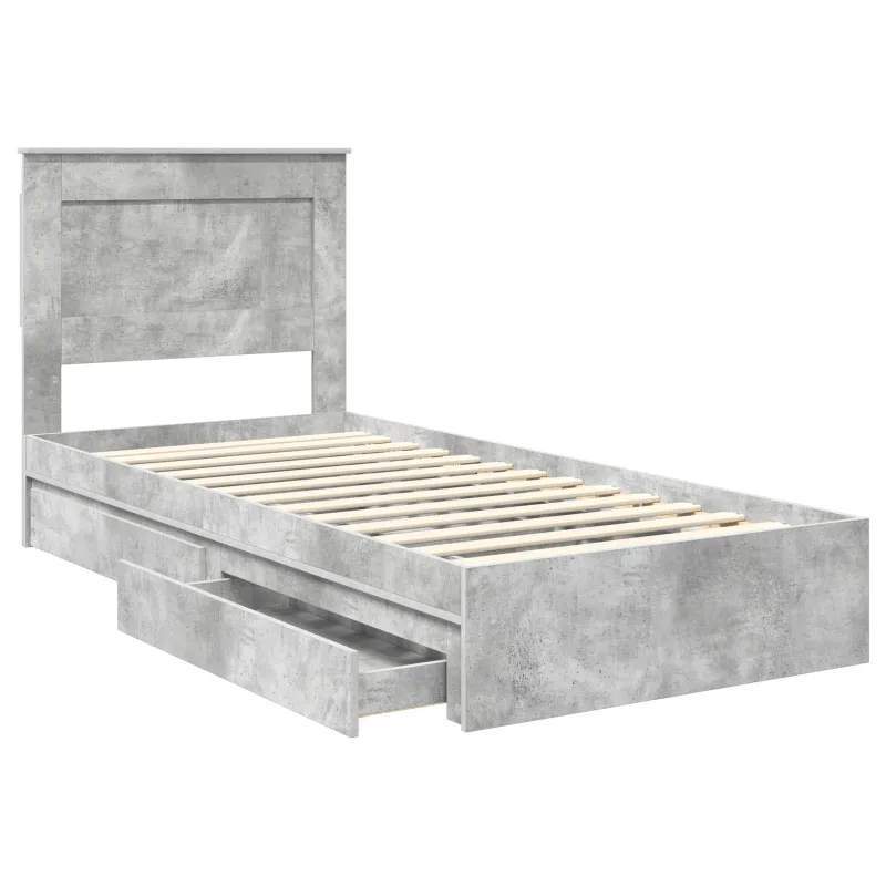 Saugos lova Betono pilka 75 x 190 cm Apdirbta mediena