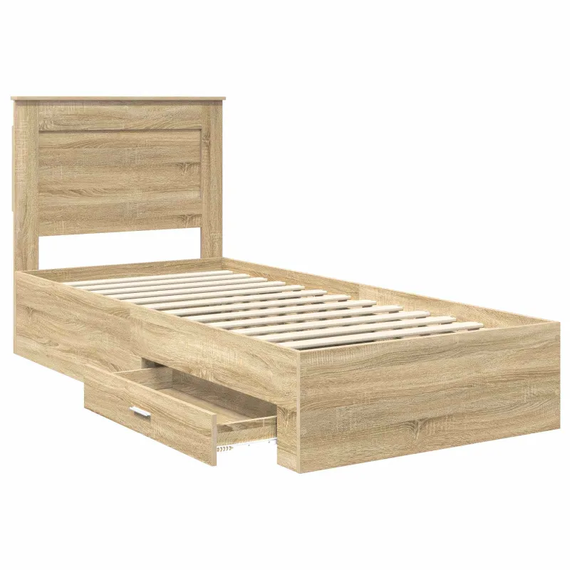 Lovos rėmas su stalčių Sonamos ąžuolo ir sidabro 75 x 190 cm