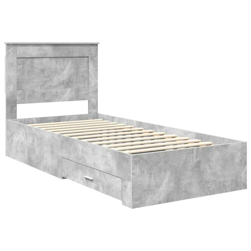 Lovos rėmas su stalčių Betono pilko ir sidabro 75 x 190 cm
