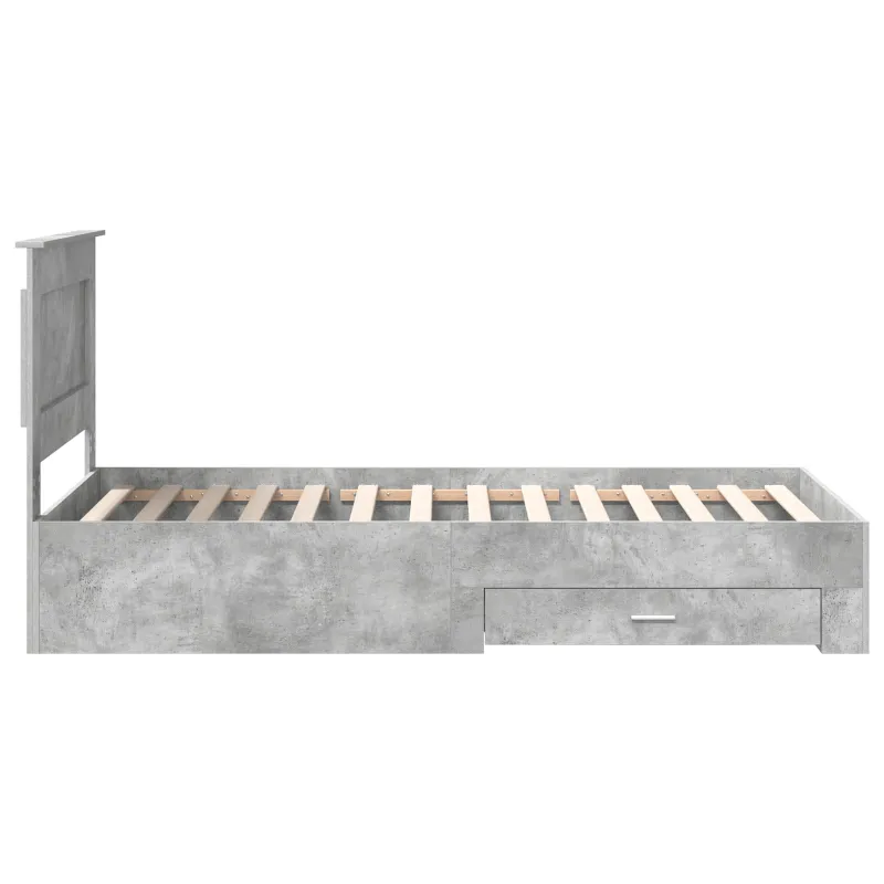 Lovos rėmas su stalčių Betono pilko ir sidabro 75 x 190 cm