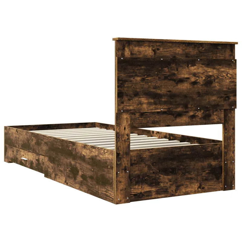 Lovos rėmas su stalčių Rūkyto ąžuolo ir sidabro 75 x 190 cm