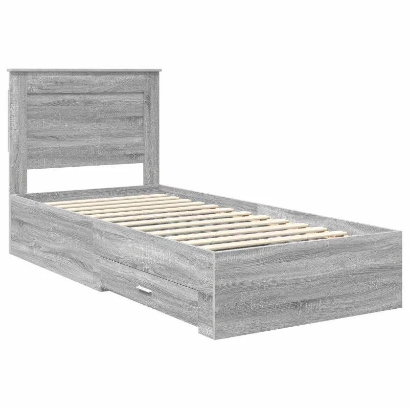 Lovos rėmas su stalčių Pilko Sonamos ir sidabro 75 x 190 cm