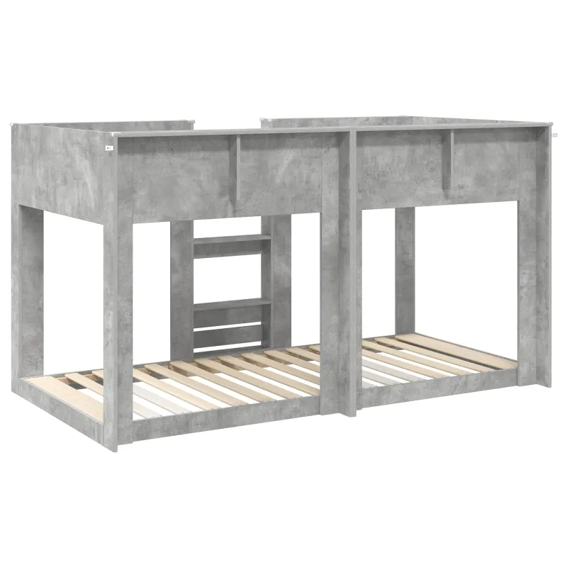 Vaikų dvigulė lova Betono pilka 80 x 200 cm Apdirbta mediena