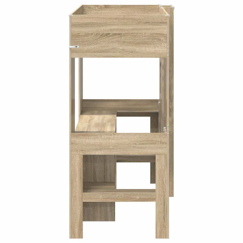 Dviaukštės lovos rėmas su stalu Sonoma ąžuolas 75 x 190 cm