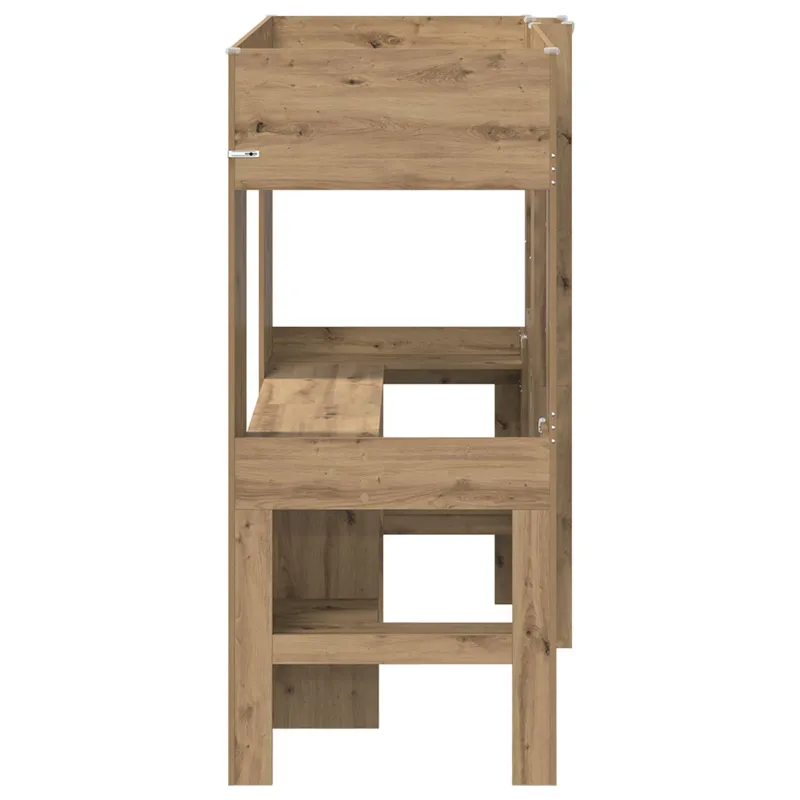Dviaukštės lovos rėmas su stalu Amatininkų ąžuolas 75 x 190 cm
