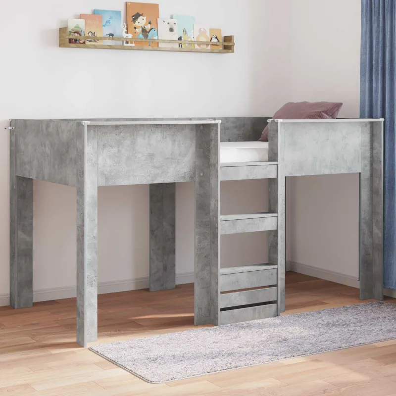 Vaikų dvigulė lova Betono pilka 90 x 200 cm Apdirbta mediena