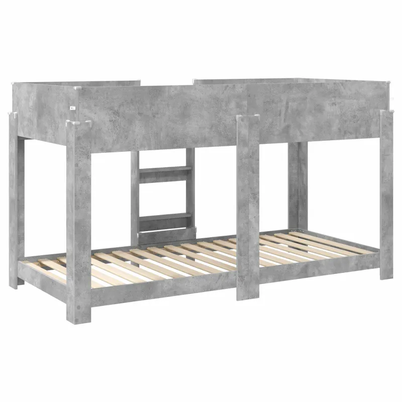 Vaikų dvigulė lova Betono pilka 80 x 200 cm Apdirbta mediena