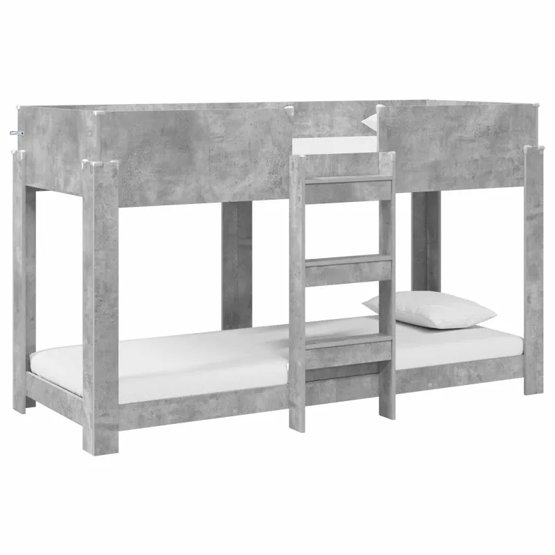 Vaikų dvigulė lova Betono pilka 75 x 190 cm Apdirbta mediena