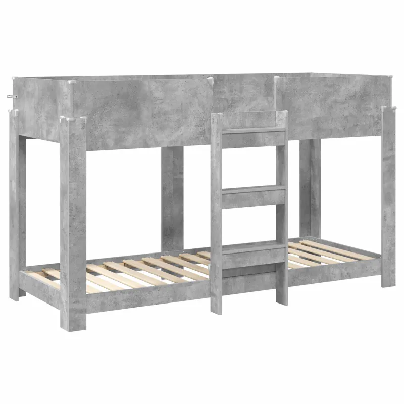 Vaikų dvigulė lova Betono pilka 75 x 190 cm Apdirbta mediena