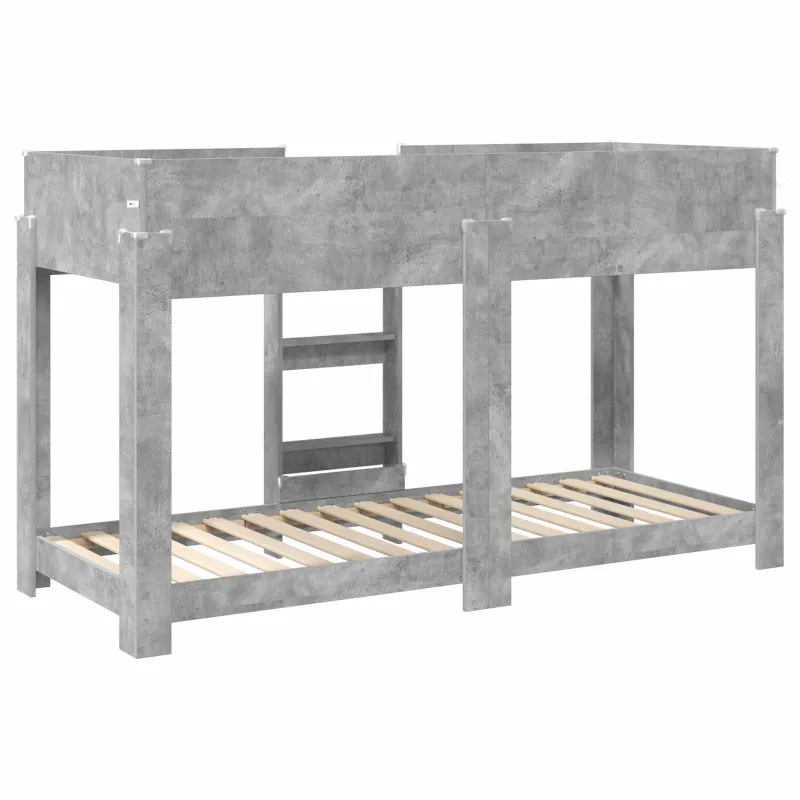 Vaikų dvigulė lova Betono pilka 75 x 190 cm Apdirbta mediena
