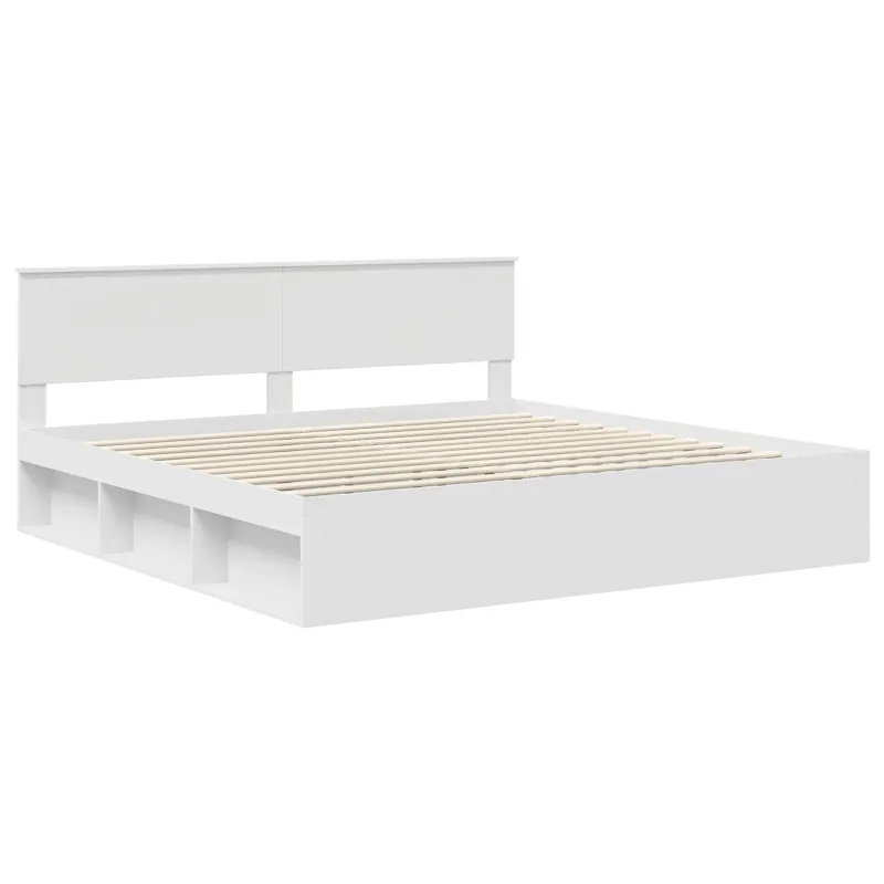 Lovos rėmas Balta 200 x 200 cm Kietos pušies mediena