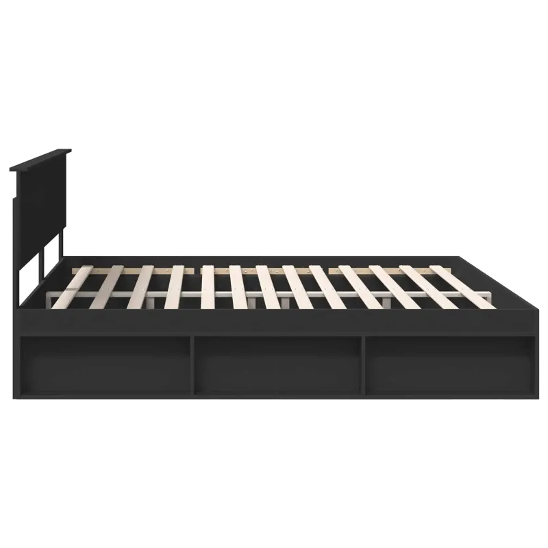 Lovos rėmas Juoda 200 x 200 cm Kietos pušies mediena