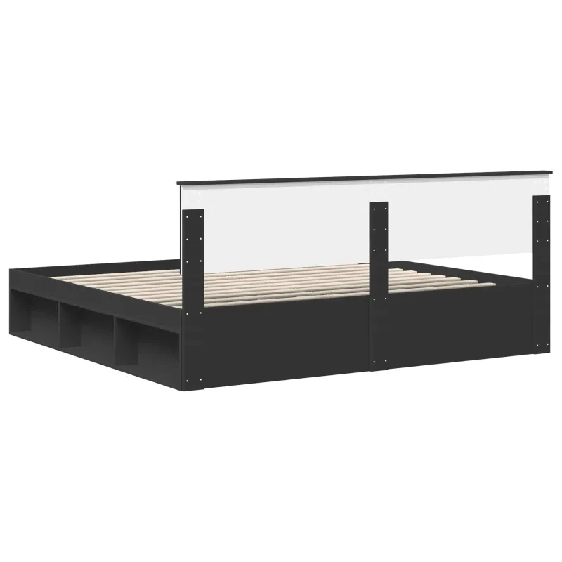 Lovos rėmas Juoda 200 x 200 cm Kietos pušies mediena