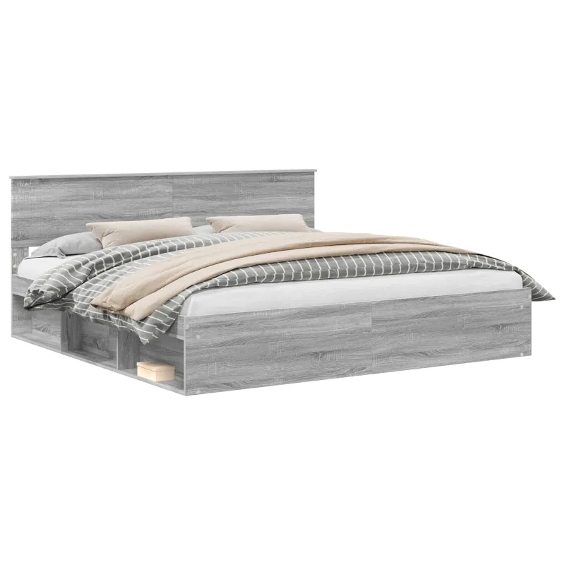 Lovos rėmas Pilkas Sonoma 200 x 200 cm Kietos pušies mediena
