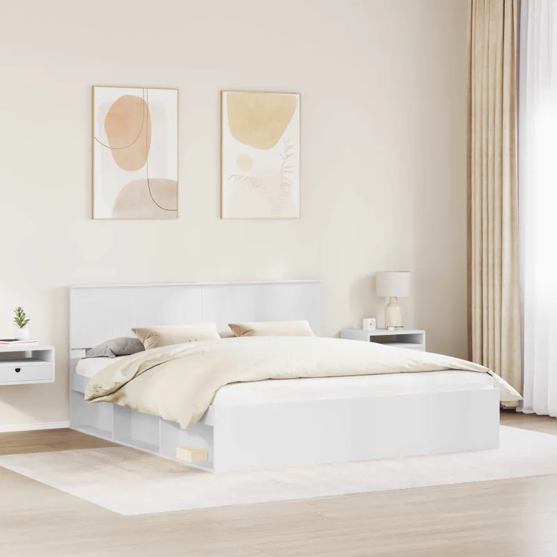 Lovos rėmas Balta 180 x 200 cm Kietos pušies mediena