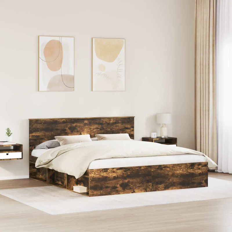Lovos rėmas Rūkyta ąžuolas 180 x 200 cm Kietos pušies mediena
