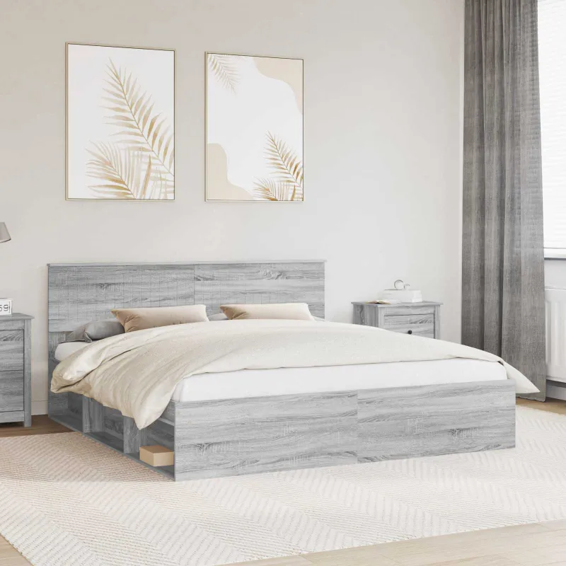 Lovos rėmas Pilkas Sonoma 180 x 200 cm Kietos pušies mediena