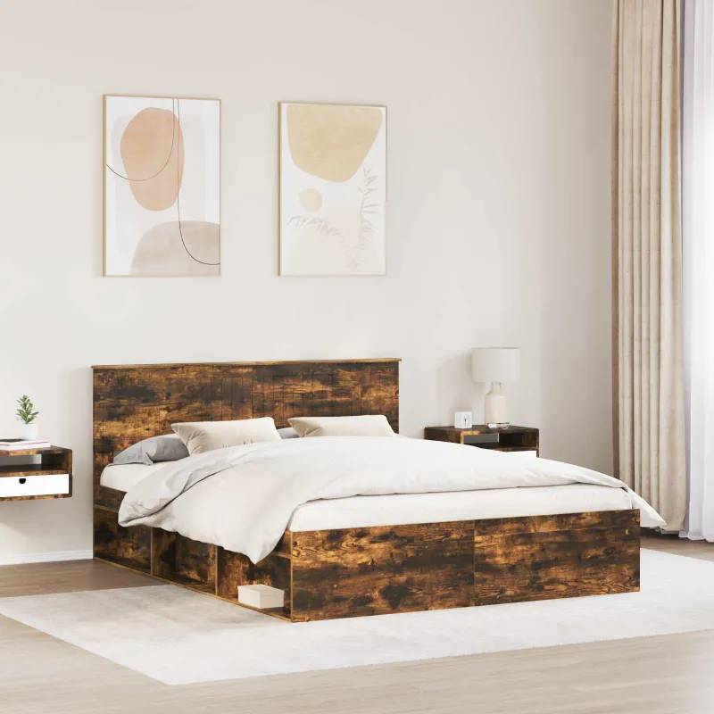 Lovos rėmas Rūkyta ąžuolas 160 x 200 cm Kietos pušies mediena