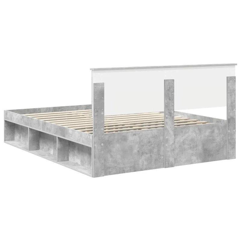 Lovos rėmas Betono pilka 150 x 200 cm Kietos pušies mediena