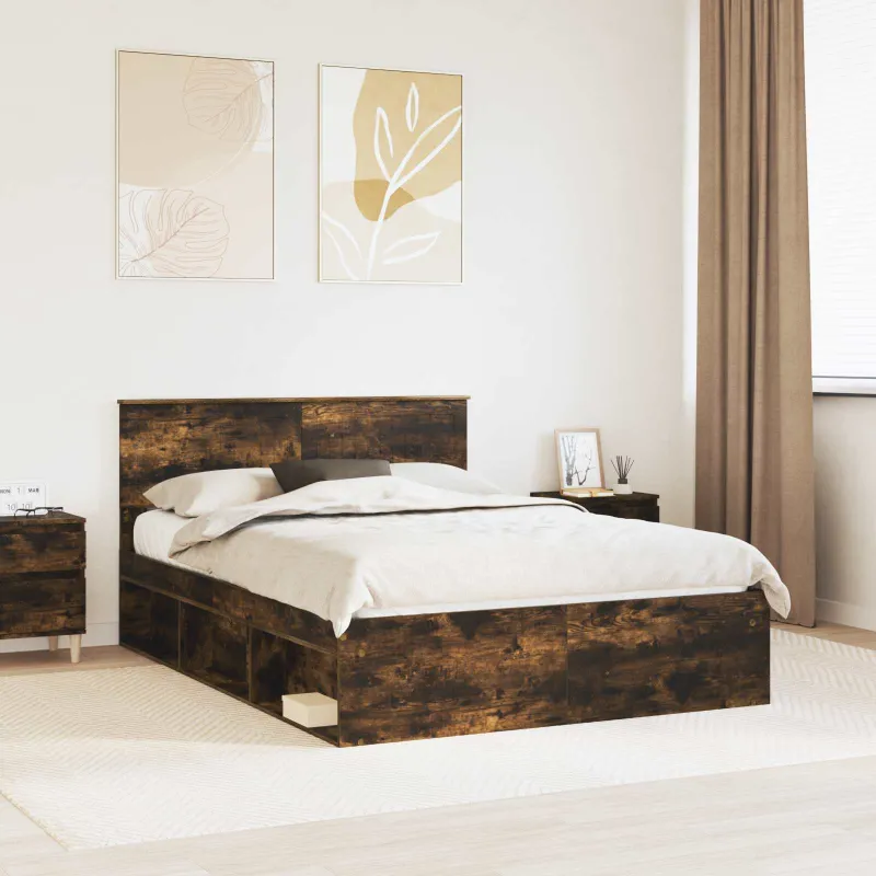 Lovos rėmas Rūkyta ąžuolas 140 x 200 cm Kietos pušies mediena