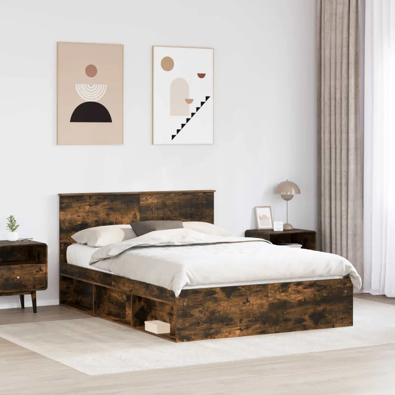 Lovos rėmas Rūkyta ąžuolas 140 x 190 cm Kietos pušies mediena
