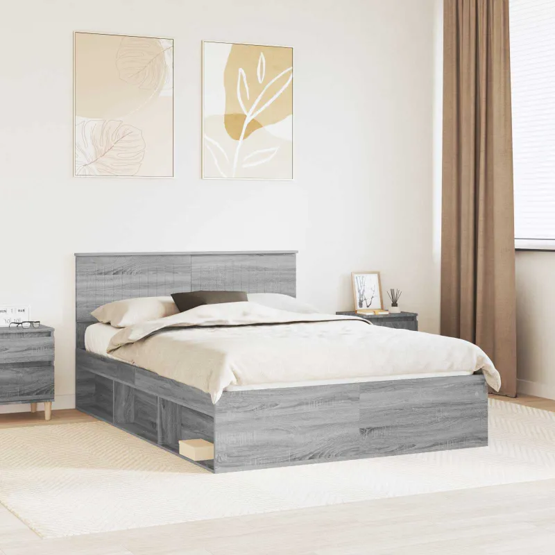 Lovos rėmas Pilkas Sonoma 135 x 190 cm Kietos pušies mediena