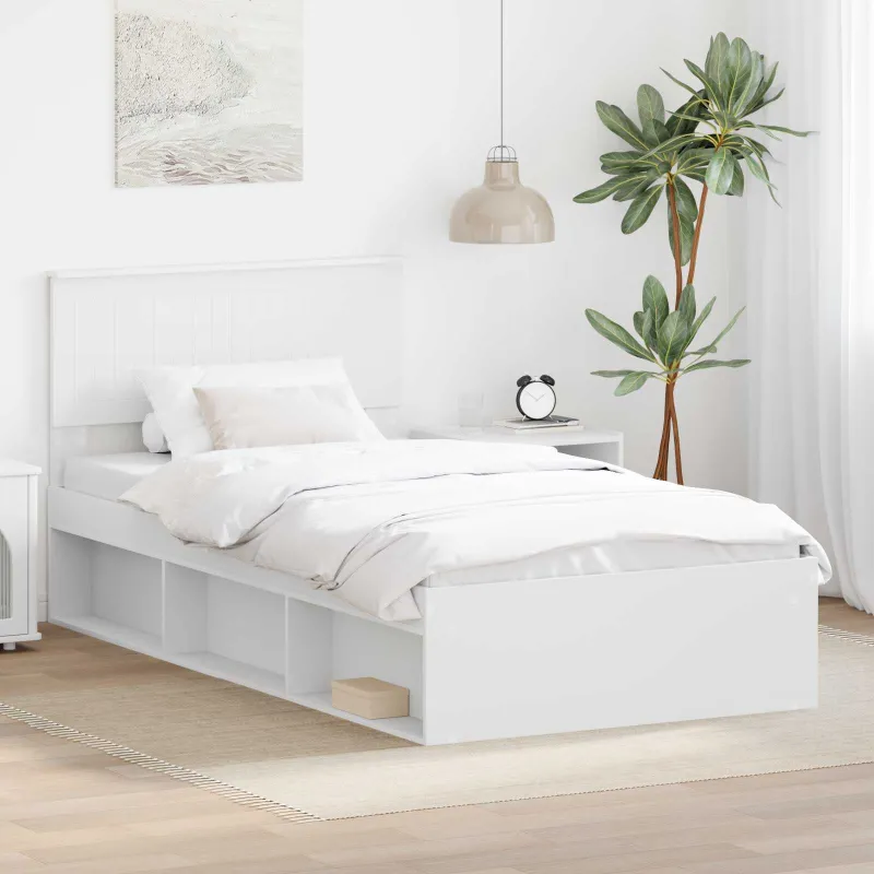 Lovos rėmas Balta 100 x 200 cm Kietos pušies mediena