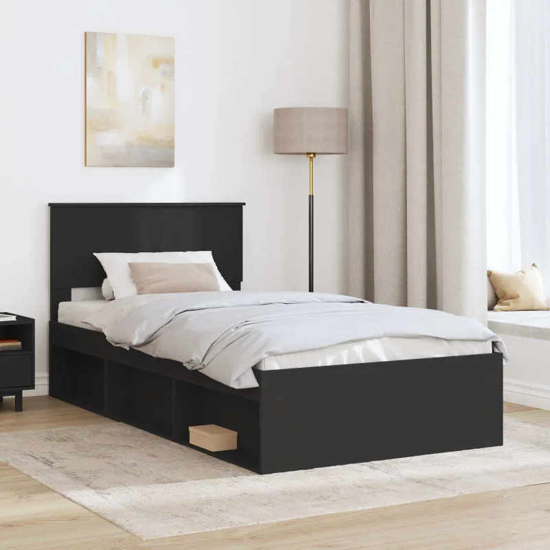 Lovos rėmas Juoda 100 x 200 cm Kietos pušies mediena