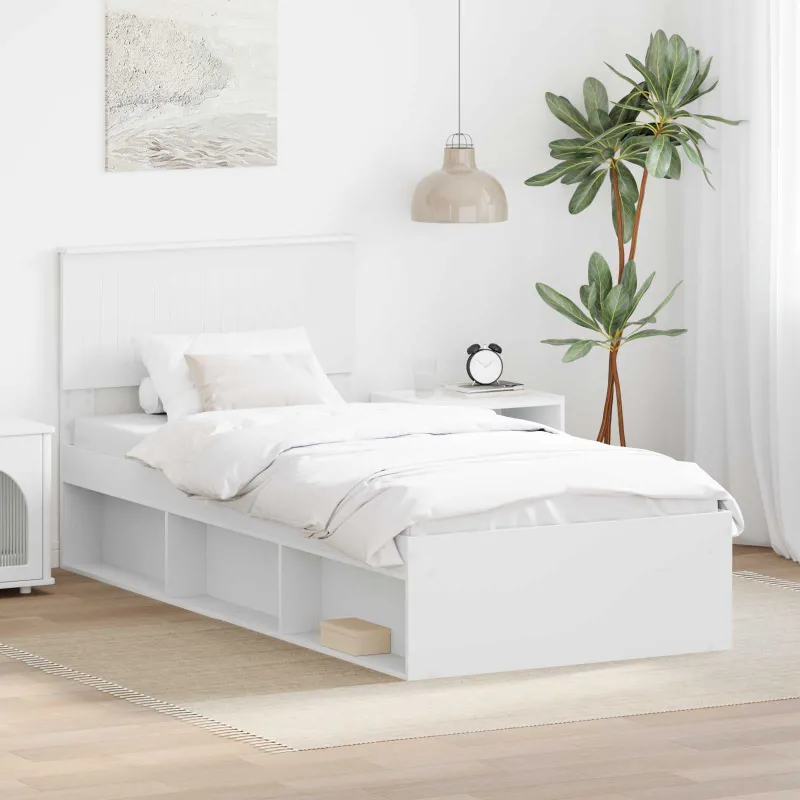 Lovos rėmas Balta 90 x 200 cm Kietos pušies mediena