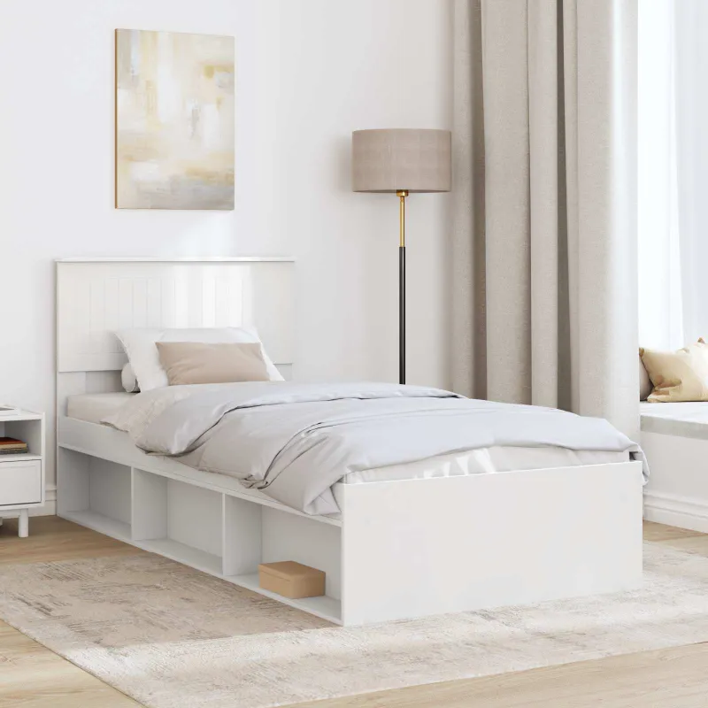Lovos rėmas Balta 90 x 190 cm Kietos pušies mediena