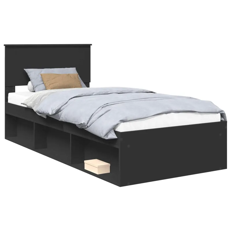 Lovos rėmas Juoda 90 x 190 cm Kietos pušies mediena
