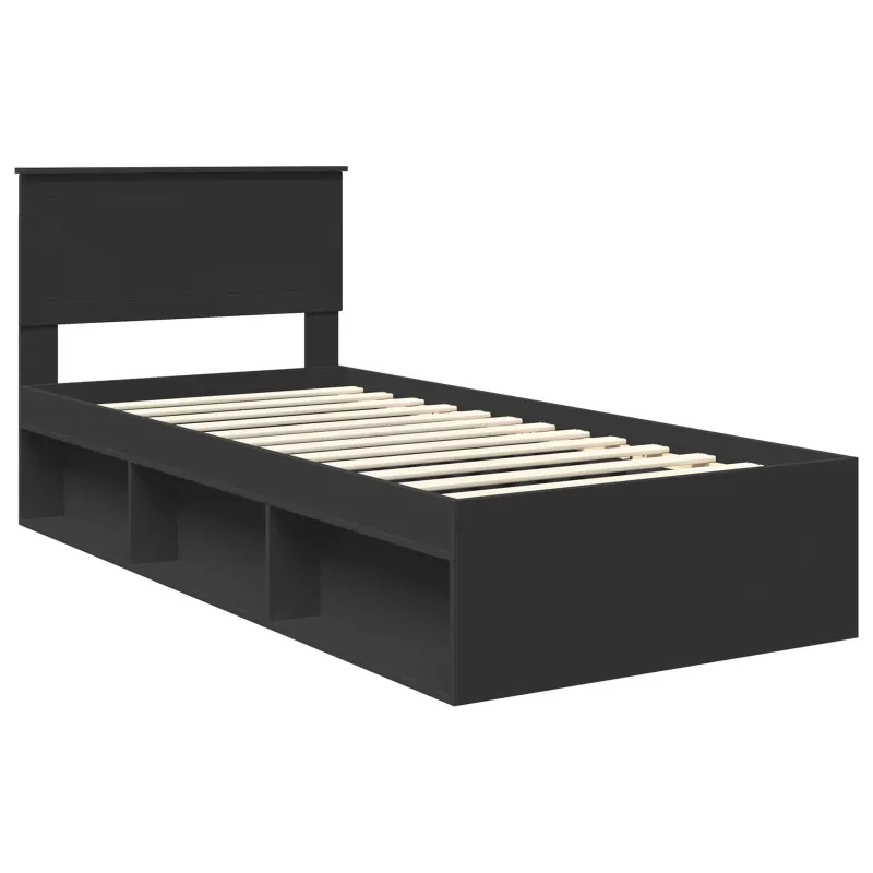 Lovos rėmas Juoda 90 x 190 cm Kietos pušies mediena